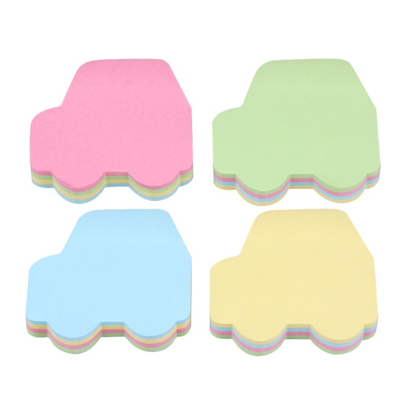 GTHER 4PCS Car Shaped Sticky Notes, Colored Sticky Notes Car Pink Blue Green Yellow Cute Fun Cool Self-Adhesive Note for Kids School Classroom Office College (Car) - Image 2